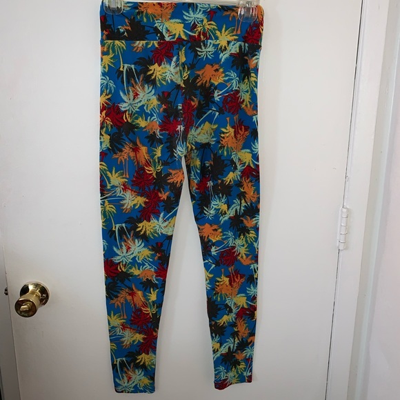 LULAROE Palm Tree Stretch Pants | O/S Tall Medium - Picture 3 of 4